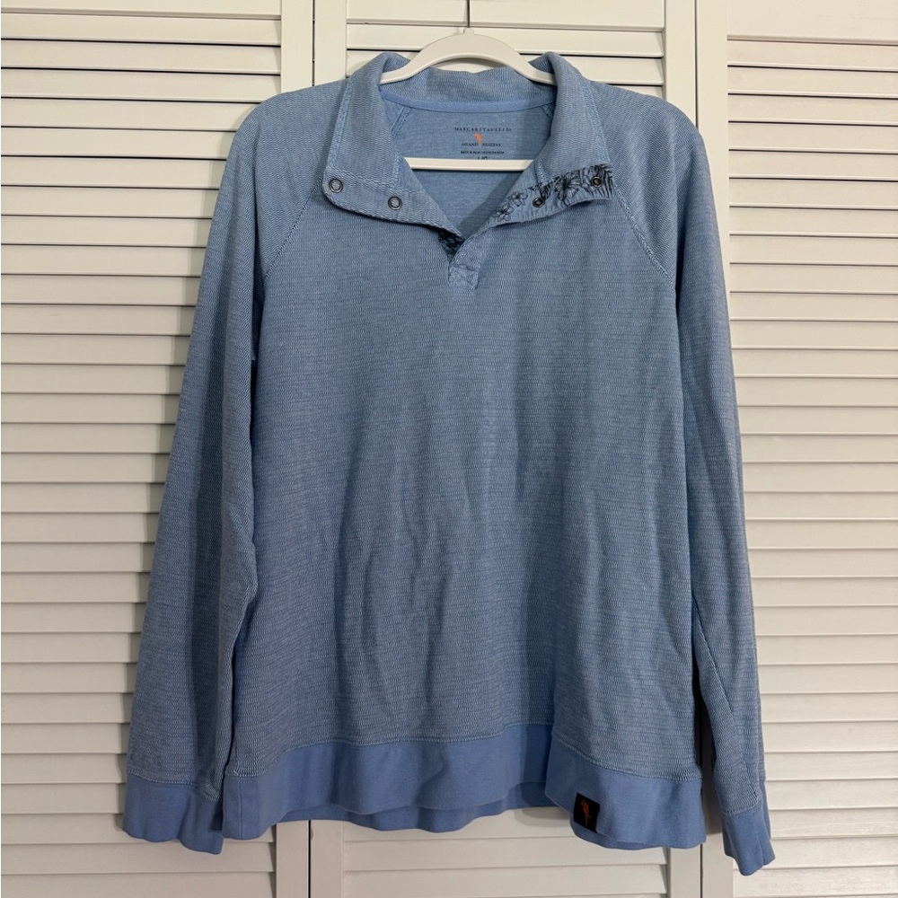 Margaritaville Men's ¼ Snap Pullover Sweatshirt Parrothead Light Blue Sz L